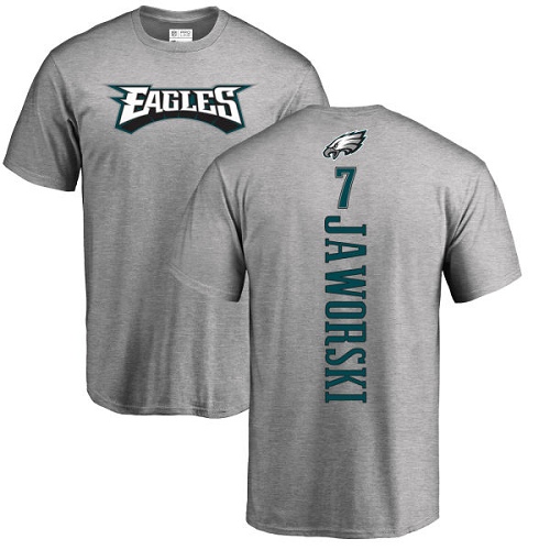 Men Philadelphia Eagles #7 Ron Jaworski Ash Backer NFL T Shirt